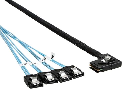 0.5M HD 36PIN SFF 8087 الزاوية اليمنى من الذكور إلى 4 SATA 7Pin أنثى 180 درجة الكابل in Saudi Arabia