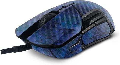MightySkins Carbon Fiber Skin Compatible with SteelSeries Rival 5 Gaming Mouse - Blue Ice | Protective, Durable Textured Carbon Fiber Finish | Easy to Apply and Change Styles | Made in The USA in Saudi Arabia