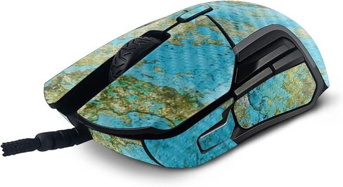 Mayyskins Carbon Carbon Skin متوافق مع منافس الفولاذ 5 ألعاب الماوس - Teal Marble | واقي ، دائم من ألياف الكربون المحكم | من السهل تطبيق وتغيير الأنماط | صنع في الولايات المتحدة in Kuwait