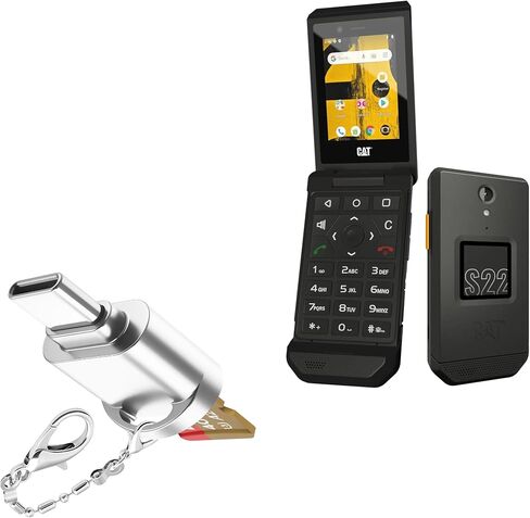 محول Boxwave متوافق مع Cat S22 Flip - Micro SD Card Minireader ، USB Type -C OTG Reader USB3.0 keychain - Metallic Silver in Kuwait