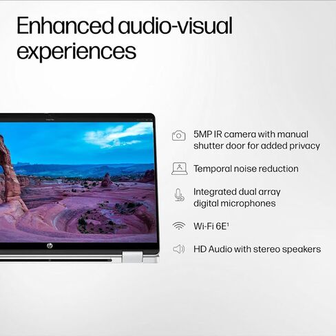 HP Omnibook 5 Flip 2-in-1 Laptop ، 14 "2K جهاز كمبيوتر محمول من شاشة اللمس 2K ، Intel 10-Core 5 120U ، 8GB LPDDR5 RAM • 512GB SSD • WI-FI 6E • Bluetooth 5.3 • Windows 11 Prondle with Microsoft Office 2021 in Kuwait