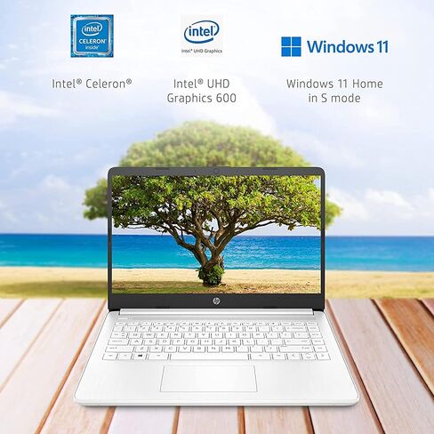 HP Stream Laptop, 14" HD Display, Intel Celeron N4120 Processor, 16GB Memory, 320GB Storage (64GB eMMC + 256GB Card), 1-Year Office 365, Webcam, HDMI, Wi-Fi, USB-C, Windows 11 Home, White, JVQ MP in Saudi Arabia
