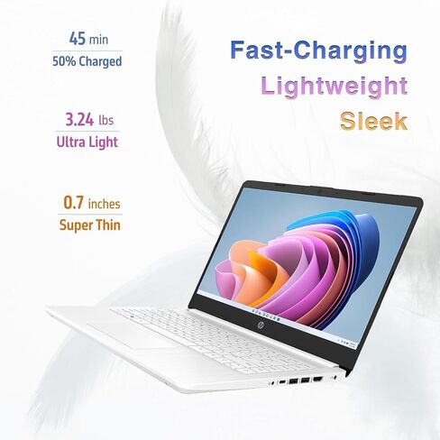 HP Stream Laptop, 14" HD Display, Intel Celeron N4120 Processor, 16GB Memory, 320GB Storage (64GB eMMC + 256GB Card), 1-Year Office 365, Webcam, HDMI, Wi-Fi, USB-C, Windows 11 Home, White, JVQ MP in Saudi Arabia