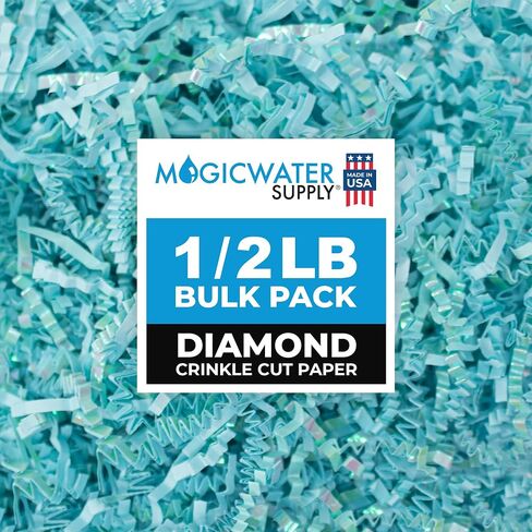 MagicWater Supply - 1/2 LB - White & Gold - Crinkle Cut Paper Shred Filler great for Gift Wrapping, Basket Filling, Birthdays, Weddings, Anniversaries, Valentines Day, and other occasions in Kuwait
