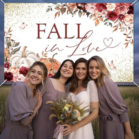 Avezano Fall in Love Backdrop Burgundy Floral Pumpkin Bridal Party Banner Autumn Pumpkin Flower Wedding Duster Duch Party Decorations Fall Wedding Profograph in Saudi Arabia
