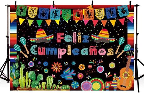 7x5ft فيليز Cumpleaños الخلفية المكسيكية المكسيكية ديكورات عيد ميلاد سعيد Cinco de Mayo Festival Banner Banner Photo Studio Props in Saudi Arabia