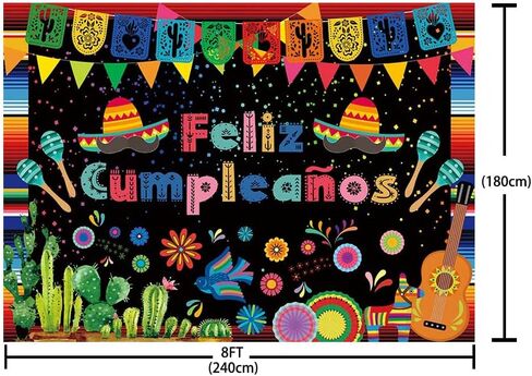 7x5ft فيليز Cumpleaños الخلفية المكسيكية المكسيكية ديكورات عيد ميلاد سعيد Cinco de Mayo Festival Banner Banner Photo Studio Props in Saudi Arabia