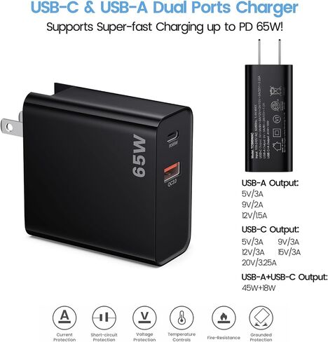 30W PD USB C Fast Charger for DJI Neo, Mini 4K, Mini 2 SE, Mini 4 Pro, Mini 3 Pro, Air 2S, Avata 2 Drones, Dual Port USB + Type C Wall Charger with 6ft C to C Charging Cable for DJI FPV Accessories in Kuwait