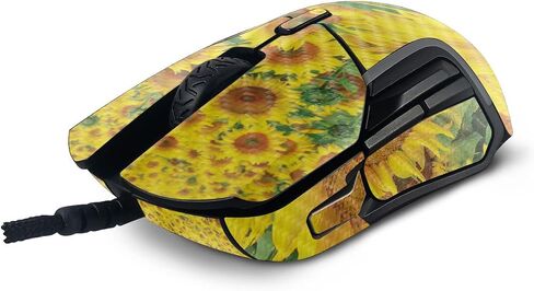 MightySkins Carbon Fiber Skin Compatible with SteelSeries Rival 5 Gaming Mouse - Sunflower Field | Protective, Durable Textured Carbon Fiber Finish | Easy to Apply and Change Styles | Made in The USA in Saudi Arabia