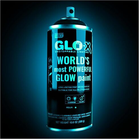 GLO-X Glow In The Dark Paint (1LitreCan) - Goes On Clear Glows Aqua In The Dark- Powered Light & Sun Activated Glow In The Dark Paint for Metal & Plastic - Glow Acrylic Paint for Outdoors - Fishing in Kuwait