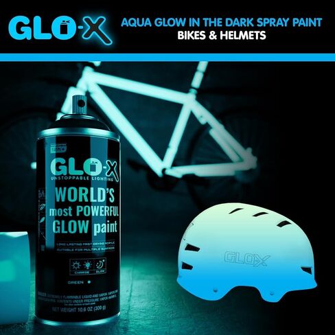 GLO-X Glow In The Dark Paint (1LitreCan) - Goes On Clear Glows Aqua In The Dark- Powered Light & Sun Activated Glow In The Dark Paint for Metal & Plastic - Glow Acrylic Paint for Outdoors - Fishing in Kuwait