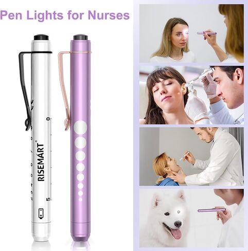 Risemart Pen Light ، ممرضة قادت Penllight مع مقياس تلميذ لطلاب التمريض الأطباء الأسود والفضي مع البطاريات in Kuwait