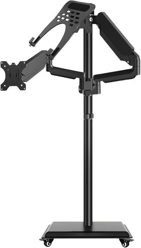Laptop Floor Stand,Floor-Standing Roller Steel Shelf,Portable Dual-Screen Lifting,for Home Outdoor Office in Saudi Arabia