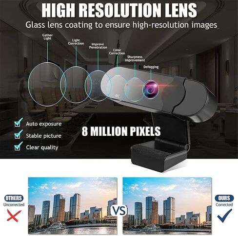 4K Webcam Full 1080P Camera 30fps Computer Web Cam Wide Angle Auto with Tripod Built-in Microphone in Saudi Arabia