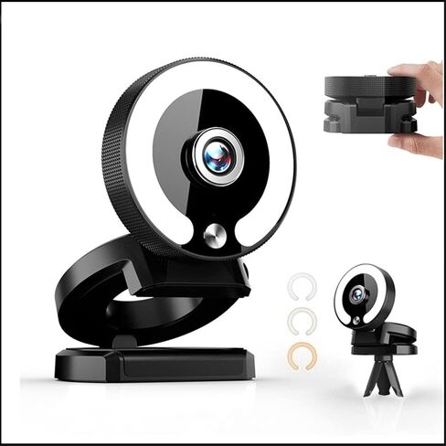 Computer Webcam 4K with Microphone Adjustable Fill Lamp Web Camera for Laptops PC Live Streaming in Saudi Arabia