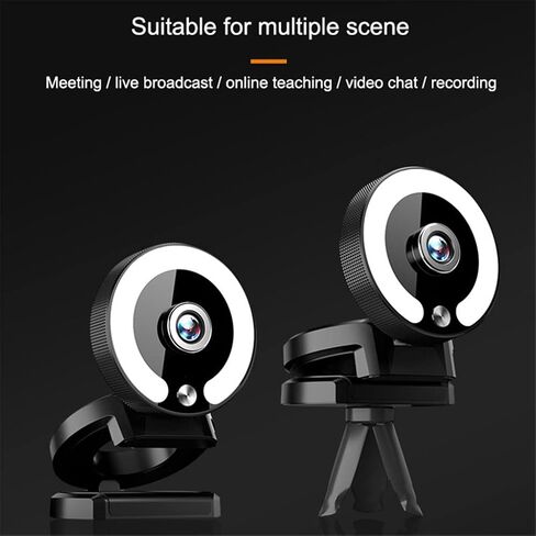 Computer Webcam 4K with Microphone Adjustable Fill Lamp Web Camera for Laptops PC Live Streaming in Saudi Arabia