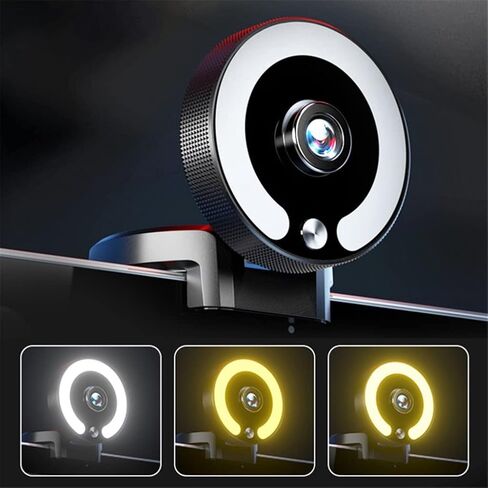 Computer Webcam 4K with Microphone Adjustable Fill Lamp Web Camera for Laptops PC Live Streaming in Saudi Arabia