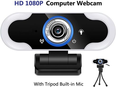 1080P Webcam Microphone PC Web Camera Drive-Free Cam Computer LED Fill Light in Saudi Arabia