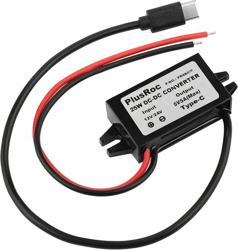 Plusroc مقاومة للماء DC 12V/24V إلى 5V 5A تنطلق لأسفل محول ، ومحول الطاقة 25W USB-C لـ Raspberry PI 5 ، PI 4 ، الهاتف المحمول ، وأكثر من ذلك (حزمة واحدة) in Kuwait