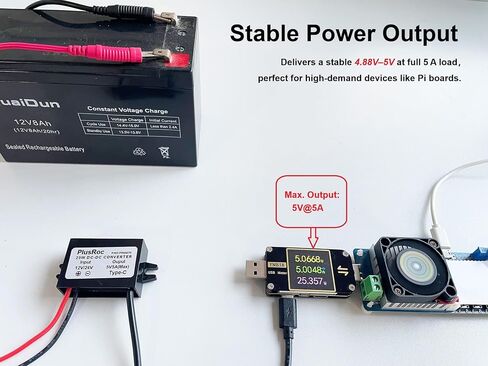 Plusroc مقاومة للماء DC 12V/24V إلى 5V 5A تنطلق لأسفل محول ، ومحول الطاقة 25W USB-C لـ Raspberry PI 5 ، PI 4 ، الهاتف المحمول ، وأكثر من ذلك (حزمة واحدة) in Kuwait