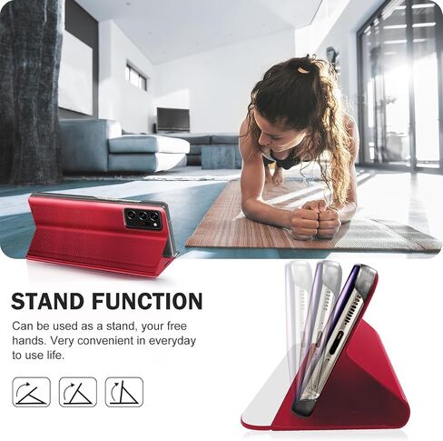 بالنسبة لحالة Samsung Galaxy S10 Case Leather Flip ، فإن Galaxy S10 4G Phone Case with Kickstand Shockproof Protection Wover for Galaxy S10 Shell (Red) in Saudi Arabia