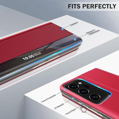 بالنسبة لحالة Samsung Galaxy S10 Case Leather Flip ، فإن Galaxy S10 4G Phone Case with Kickstand Shockproof Protection Wover for Galaxy S10 Shell (Red) in Saudi Arabia