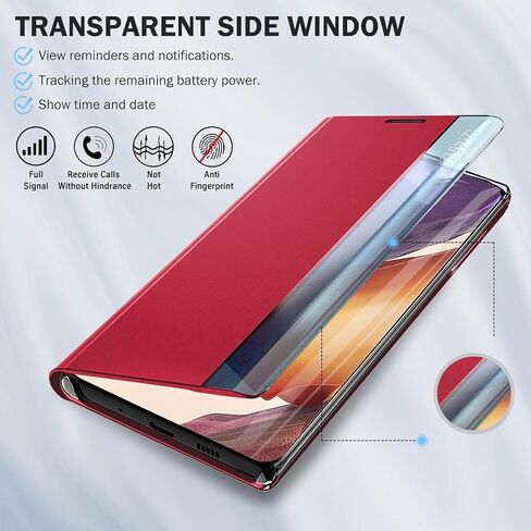 بالنسبة لحالة Samsung Galaxy S10 Case Leather Flip ، فإن Galaxy S10 4G Phone Case with Kickstand Shockproof Protection Wover for Galaxy S10 Shell (Red) in Saudi Arabia