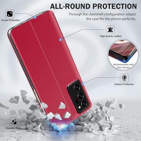 بالنسبة لحالة Samsung Galaxy S10 Case Leather Flip ، فإن Galaxy S10 4G Phone Case with Kickstand Shockproof Protection Wover for Galaxy S10 Shell (Red) in Saudi Arabia