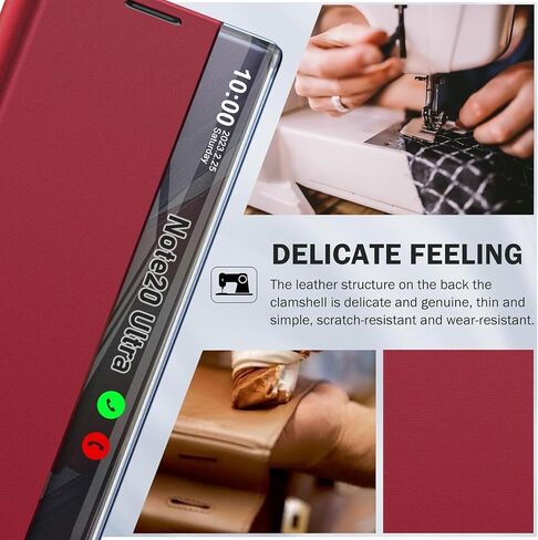 بالنسبة لحالة Samsung Galaxy S10 Case Leather Flip ، فإن Galaxy S10 4G Phone Case with Kickstand Shockproof Protection Wover for Galaxy S10 Shell (Red) in Saudi Arabia