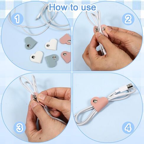 9 PCS Heart Cord Organizer, Cord Keeper Earbud Holder Portable PU Leather Headphone Cable Earbud Data Cords Protector Headphone Cable Straps Wire Organizer, Storage PU Leather Earphones Storage Straps in Saudi Arabia