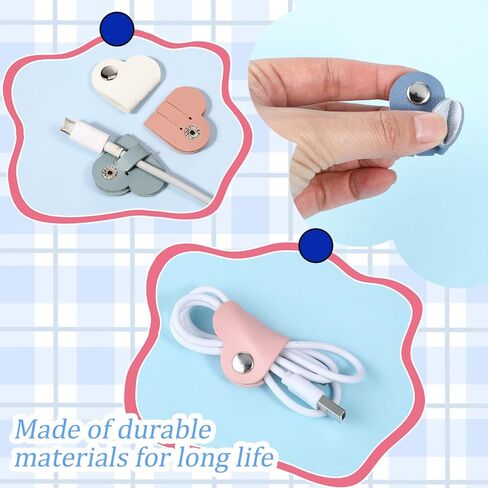 9 PCS Heart Cord Organizer, Cord Keeper Earbud Holder Portable PU Leather Headphone Cable Earbud Data Cords Protector Headphone Cable Straps Wire Organizer, Storage PU Leather Earphones Storage Straps in Saudi Arabia