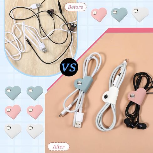 9 PCS Heart Cord Organizer, Cord Keeper Earbud Holder Portable PU Leather Headphone Cable Earbud Data Cords Protector Headphone Cable Straps Wire Organizer, Storage PU Leather Earphones Storage Straps in Saudi Arabia
