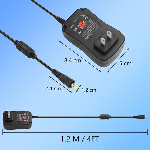 Cerrxian 24W Universal AC/DC محول الطاقة القابل للتعديل ، AC إلى DC 3V 4.5V 5V 6V 7.5V 9V 12V 2A ، مع 8 نصائح محول قابلة للاختيار و 5 فولت 2.1A منفذ USB ، للحصول in Kuwait