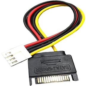 Cable SATA 15Pin Male to 4Pin Female FDD Floppy Adapter Hard Drive Power Cables Cord 20cm D Port Small 4pin to SATA Power Cable in Kuwait