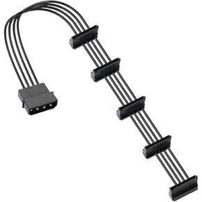 H&*igh qu>ality 1 Pcs Practical Durable PC Server 4 Pins IDE 1 to 5 SATA Power Cable Adapter Splitter Cables 18AWG Black 40cm in Kuwait