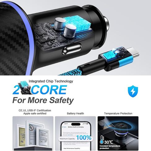 48W Samsung A36 Car Charger USB C Fast for Samsung Galaxy A17/A16 5G/A36/S25 EDGE/S25 ULTRA/S24 FE/S23/S22/Z FLIP 7/FLOY 7 ، CAR CAR TYPE CAR FAST DUAL in Kuwait