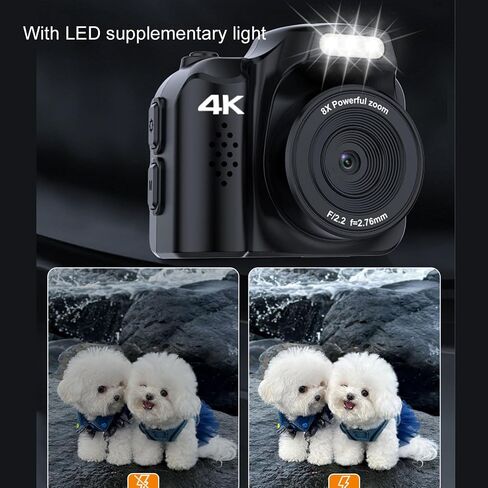 Small Digital Camera 64MP 4K, 19 Retro Filters & 78° Wide Angle, 1.54" Screen with Fill Light, Keychain Portable for Travel (Black) in Kuwait