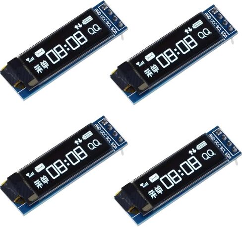 4pcs 0.91 بوصة I2C وحدة عرض OLED 128x32 دقة DC 3.3V-5V لوحة السائق متوافقة مع Arduino Raspberry PI ESP32 ESP8266 STM32 AVR PIC لمشاريع الإلكترونيات DIY (أبيض) in Kuwait