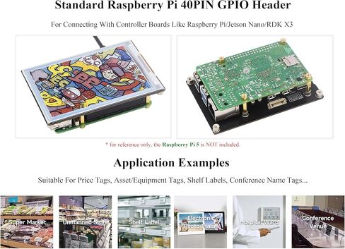 4inch E-Paper Display Spectra 6 (E6) شاشة E-ink كاملة الألوان متوافقة مع Raspberry PI 5/4B/3B+/Zero/Zero W/Zero 2W/PICO/PICO W/PICO 2/Jetson Nano ، 600 × 400 بكسل ، مع قبعة+ لوحة تشغيل قياسية. in Saudi Arabia