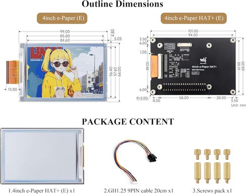 4inch E-Paper Display Spectra 6 (E6) شاشة E-ink كاملة الألوان متوافقة مع Raspberry PI 5/4B/3B+/Zero/Zero W/Zero 2W/PICO/PICO W/PICO 2/Jetson Nano ، 600 × 400 بكسل ، مع قبعة+ لوحة تشغيل قياسية. in Saudi Arabia