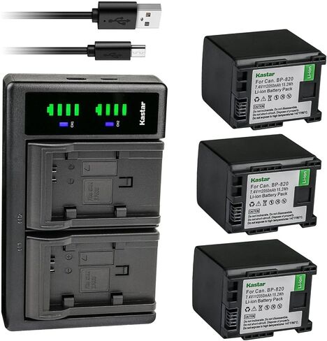Kastar 2-Pack BP-820 Battery & LTD2 USB Charger for Canon XA60, XA65, XA70, XA75, VIXIA HF G70 Camera in Kuwait