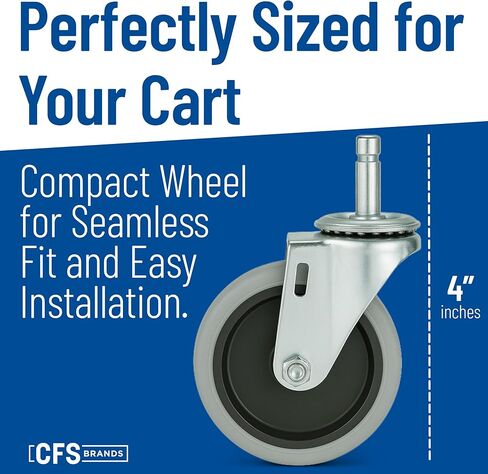 Carlisle FoodService Products CFS SBCC24000 Fold n' Go Cart عجلة دوارة معدنية بديلة، قطر العجلة 4 بوصات in Saudi Arabia