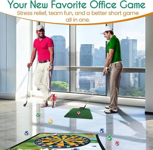Golf Chipping Game Mat - Chip Games Sticky Practice Golf Game Set for Adults Kids Indoor Outdoor Backyard Garden Party - New Practice Golf Balls Putting Pitching Hitting Casual Golf Play Fun Mat in Saudi Arabia