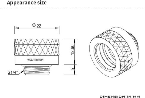 Barrow Dazzle G1/4" to 14mm Hard Tubing Compression Fitting, For 14mm OD Rigid Tubing, TDKN-T14 (Gold) in Saudi Arabia