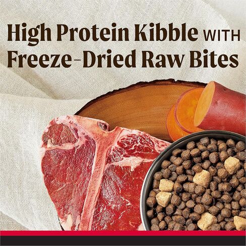 ميريك طعام الكلاب الخام الخالي من الحبوب من باك كونتري، وصفة لعبة كبيرة، طعام كلاب مجفف بالتجميد - كيس 20 باوند in Kuwait