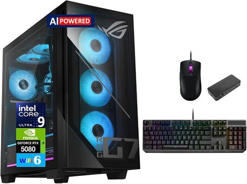 ASUS ROG G700 AI PC PC PC (Intel Ultra 9-285K ، Geforce RTX 5080 16GB GDDR7 ، 64GB DDR5 ، 2TB PCIE SSD ، RGB FORS ، 240MM AIO ، 850W PSU ، WIFI 6 ، Bluetooth 5.2 ، RJ-45 ، WIN 11 in Saudi Arabia