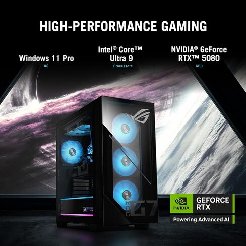 ASUS ROG G700 AI PC PC PC (Intel Ultra 9-285K ، Geforce RTX 5080 16GB GDDR7 ، 64GB DDR5 ، 2TB PCIE SSD ، RGB FORS ، 240MM AIO ، 850W PSU ، WIFI 6 ، Bluetooth 5.2 ، RJ-45 ، WIN 11 in Saudi Arabia