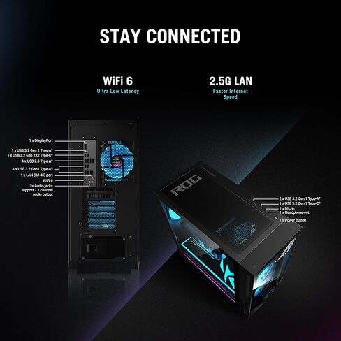 ASUS ROG G700 AI PC PC PC (Intel Ultra 9-285K ، Geforce RTX 5080 16GB GDDR7 ، 64GB DDR5 ، 2TB PCIE SSD ، RGB FORS ، 240MM AIO ، 850W PSU ، WIFI 6 ، Bluetooth 5.2 ، RJ-45 ، WIN 11 in Saudi Arabia