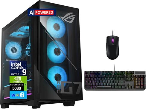 ASUS ROG G700 AI PC PC PC (Intel Ultra 9-285K ، Geforce RTX 5080 16GB GDDR7 ، 64GB DDR5 ، 2TB PCIE SSD ، RGB FORS ، 240MM AIO ، 850W PSU ، WIFI 6 ، Bluetooth 5.2 ، RJ-45 ، WIN 11 in Saudi Arabia