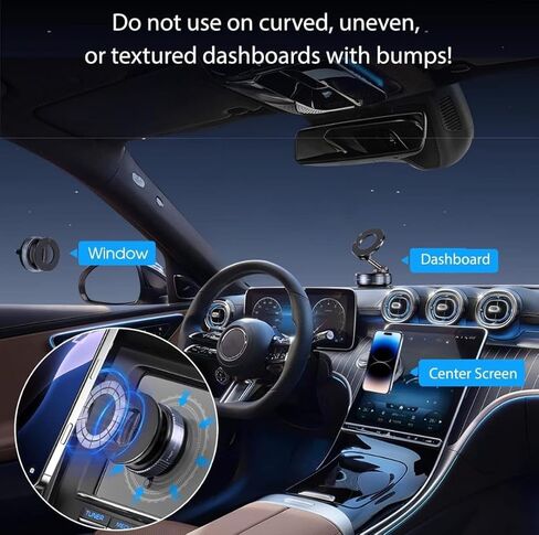Magnetic Mount Holder, Vacuum Phone Mount for Car, iPhone Car Phone Holder, 360° Ultra Suction. Car. Gym. Mirror. Vacuum Magnetic Phone Holder, Compatible with iPhone Android and All Smartphones in Saudi Arabia
